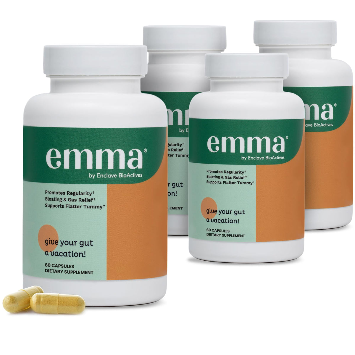 Emma Gut Health Supplement for Digestive Support & Bloating Relief – Doctor-Formulated, 60 Capsules by Shahmori