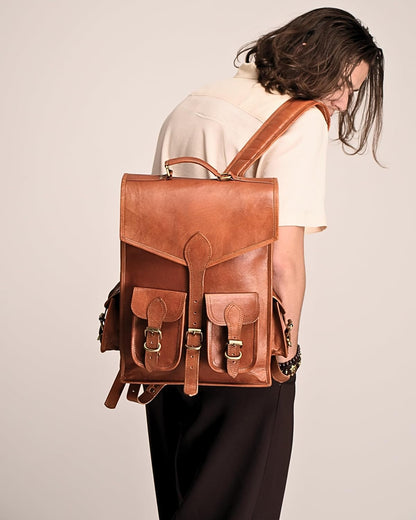 Vintage Leather Backpack Rucksack by Classy Leather Bags