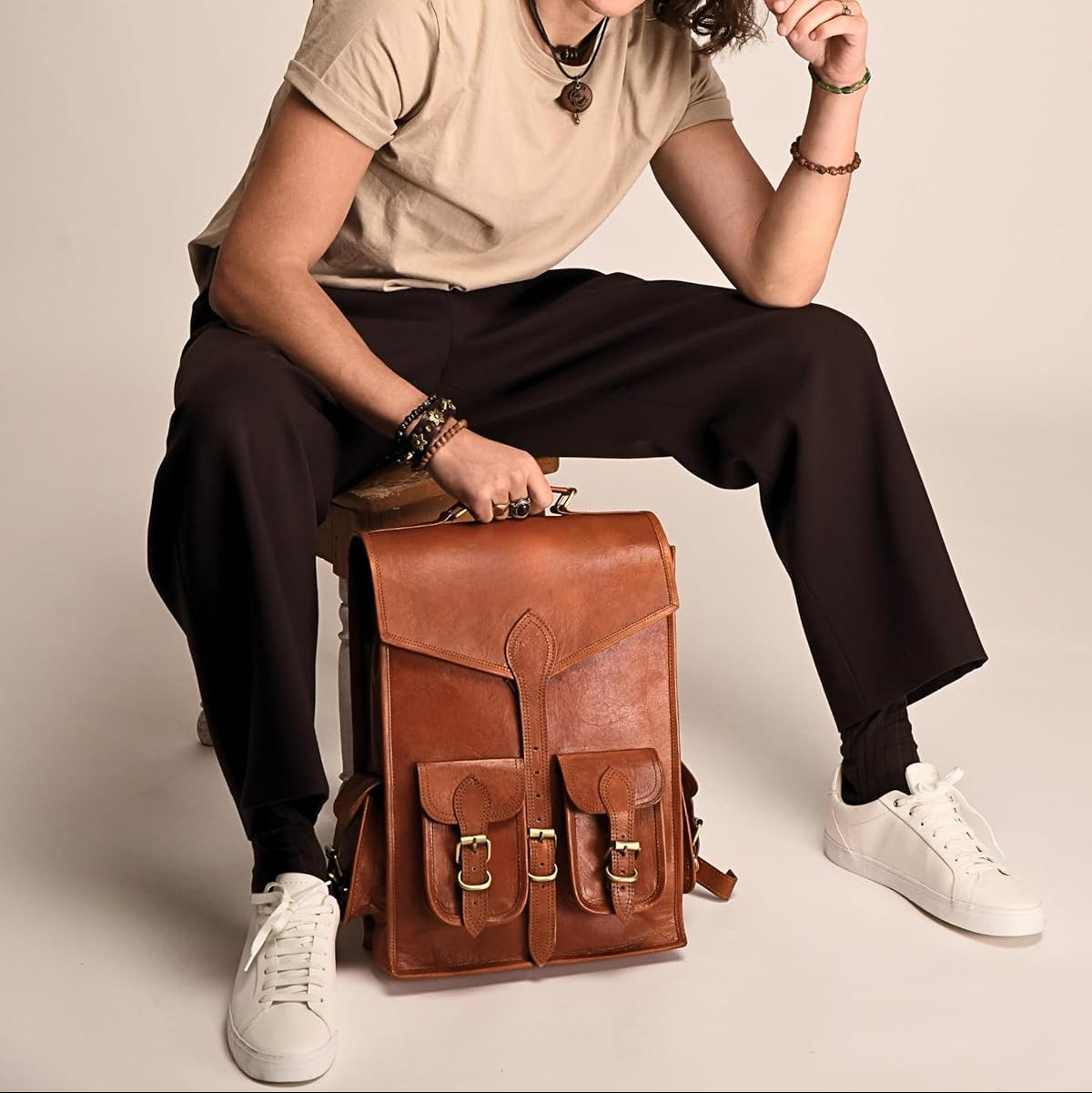 Vintage Leather Backpack Rucksack by Classy Leather Bags