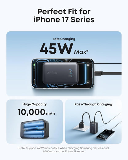 Anker Nano Power Bank (10K, 45W, Built-In Retractable USB-C Cable) by Anker
