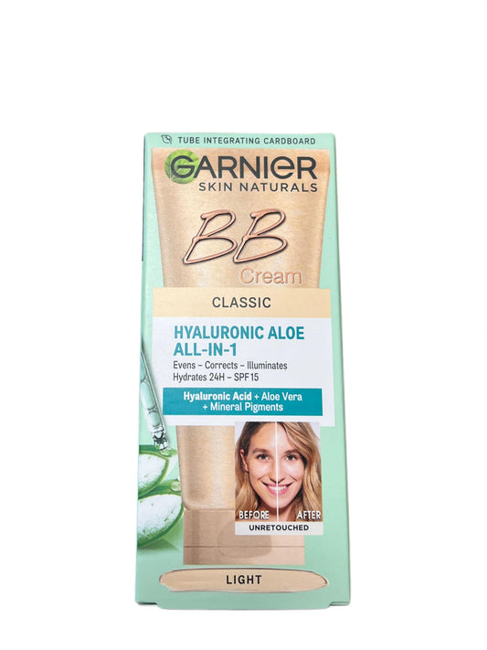 Garnier Skin Naturals BB Cream - 5-in-1 Skincare & Makeup Solution with Hyaluronic Acid & Aloe Vera - Natural Coverage & UV Protection - Light Tone, 50ml by Beauty Care Bag