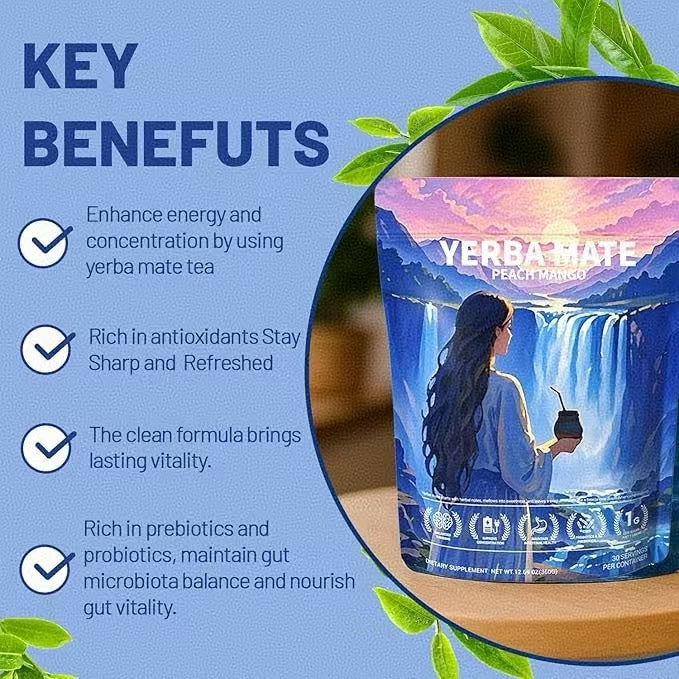 Yerba Mate Peach Mango Tea - Super Calm Yerba Mate - Low Sugar Content, Clean Energy with No Crash - Stay Refreshed and Focused Throughout the Day - Ideal for Health Enthusiasts - 30 Servings by KARONDA RENE LEWIS
