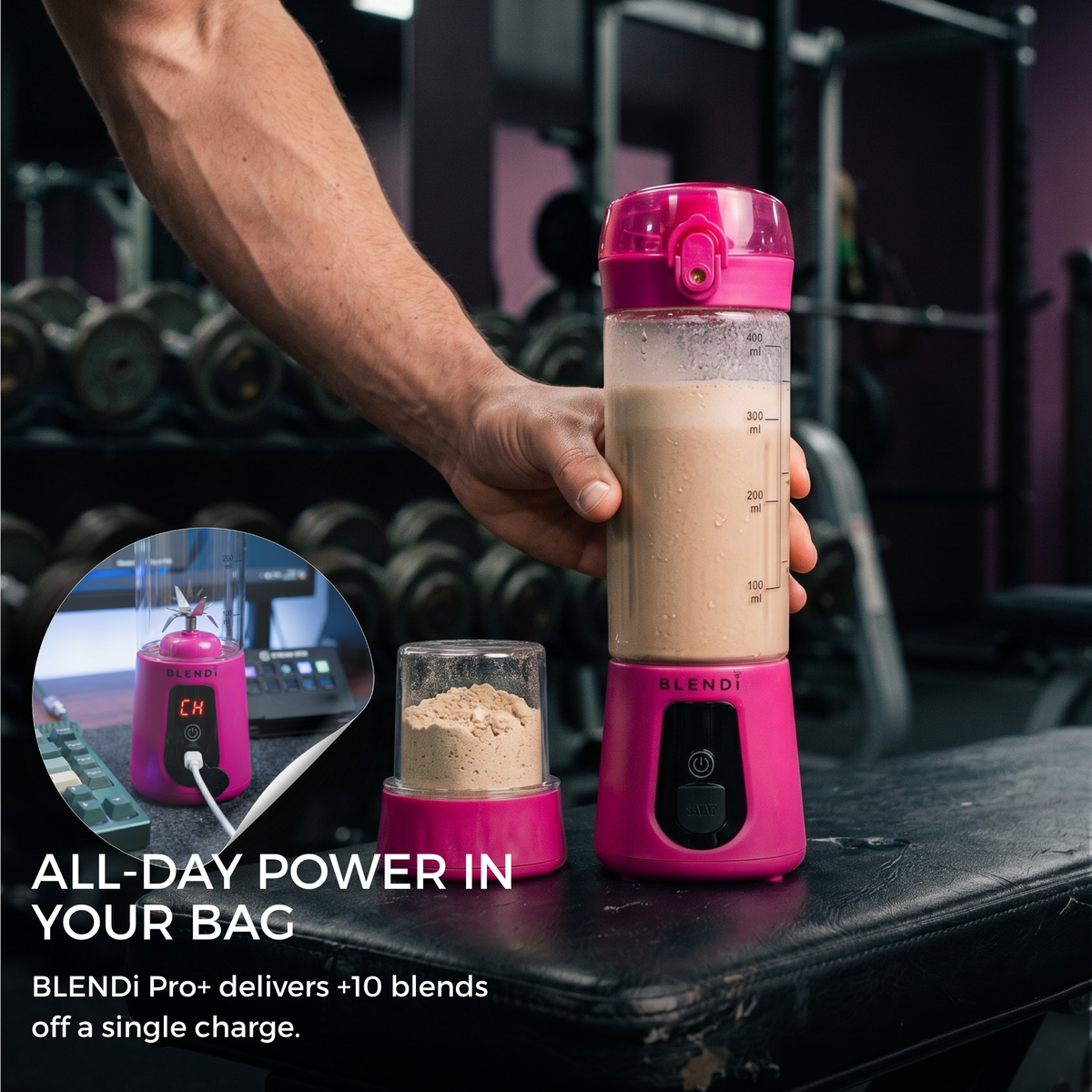 Pro+ Ice Crushing Portable Blender (17oz) by BLENDi