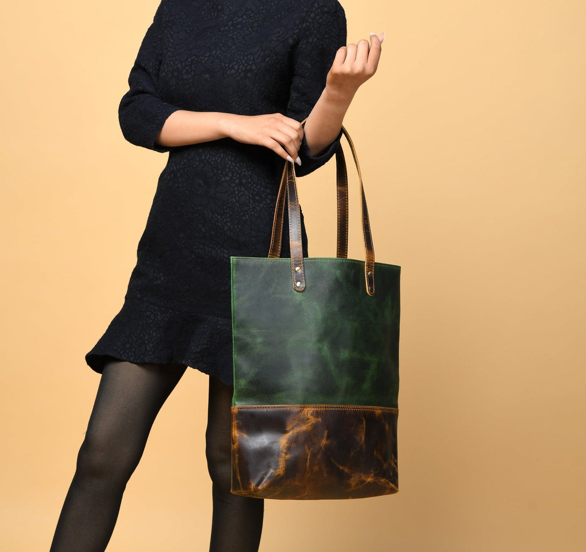Green Women's Leather Tote by Classy Leather Bags