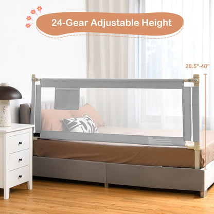 Gray toddler bed rail, 76.8 inch, with mesh panel by GBruno Store, view 3