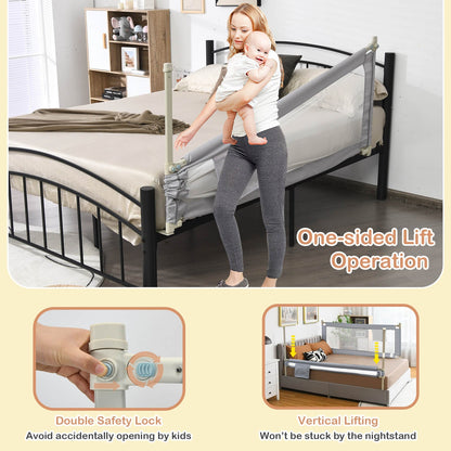 Gray toddler bed rail, 76.8 inch, with mesh panel by GBruno Store, view 4