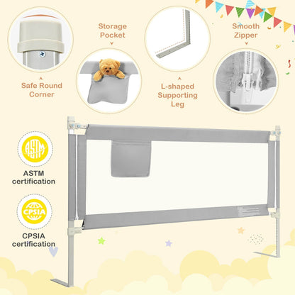 Gray toddler bed rail, 76.8 inch, with mesh panel by GBruno Store, view 7