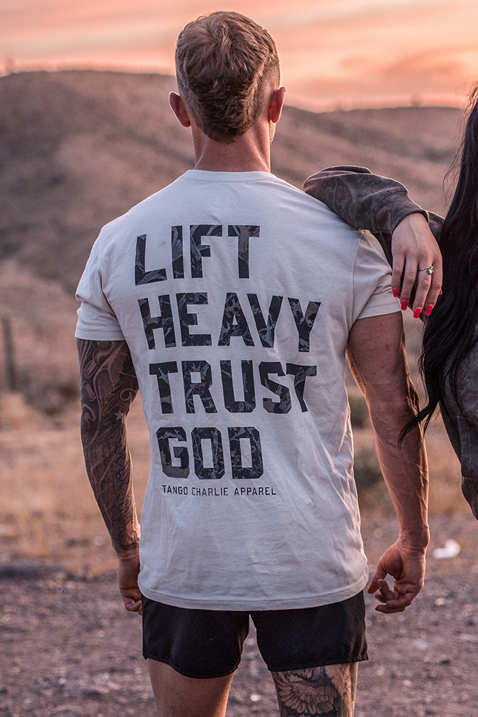 Lift Heavy. Trust God. - Tee by Tango Charlie Apparel