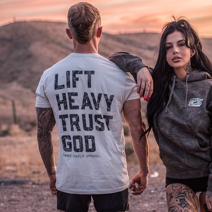 Lift Heavy. Trust God. - Tee by Tango Charlie Apparel