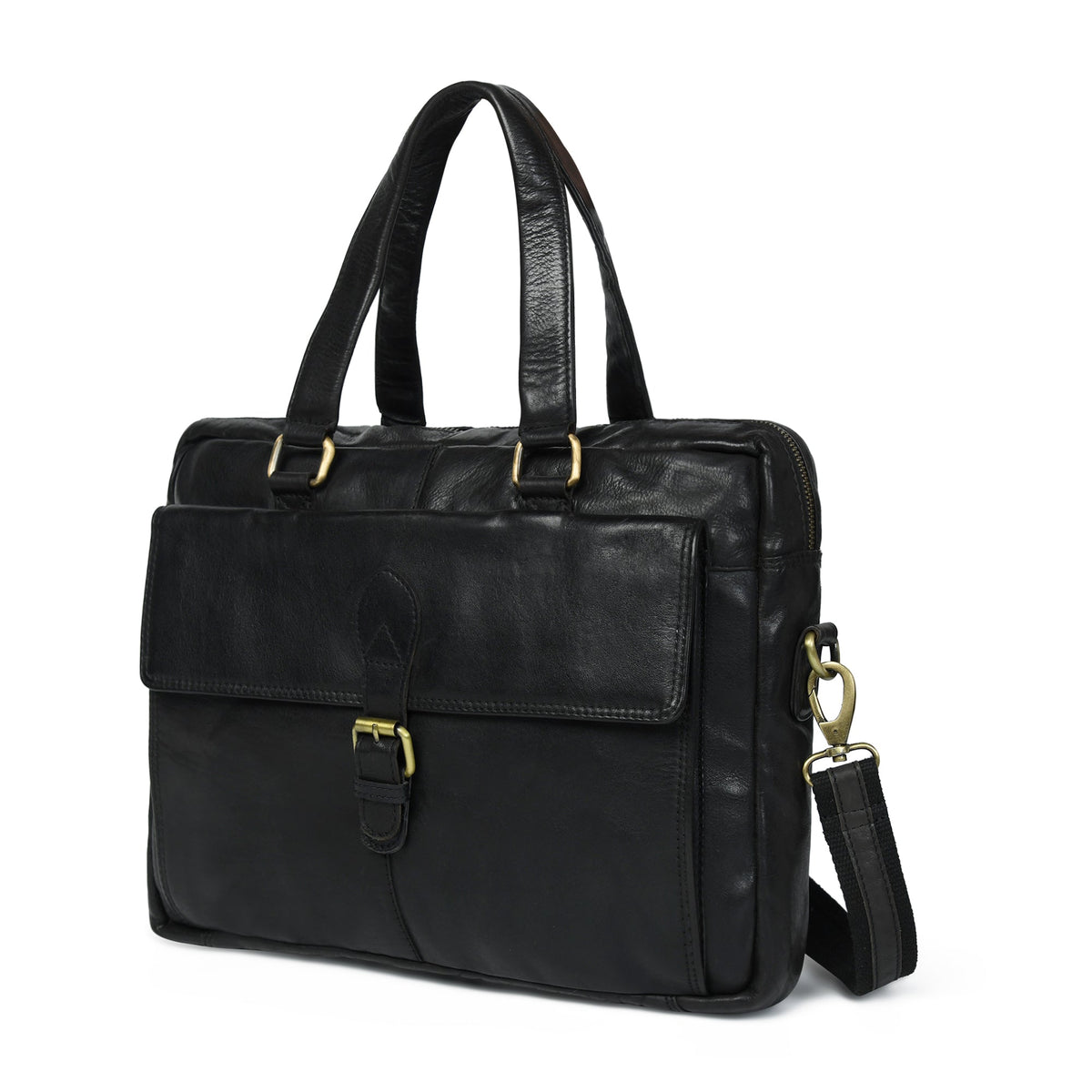 The Modern Briefcase Black by Classy Leather Bags