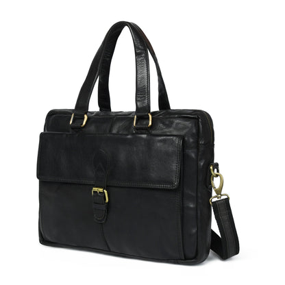 The Modern Briefcase Black by Classy Leather Bags