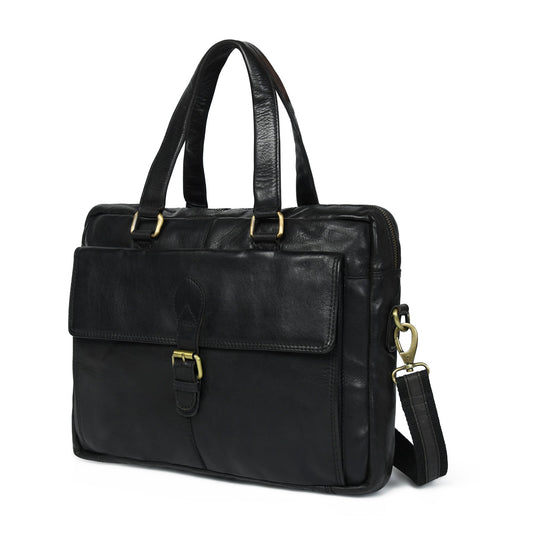 The Modern Briefcase Black by Classy Leather Bags
