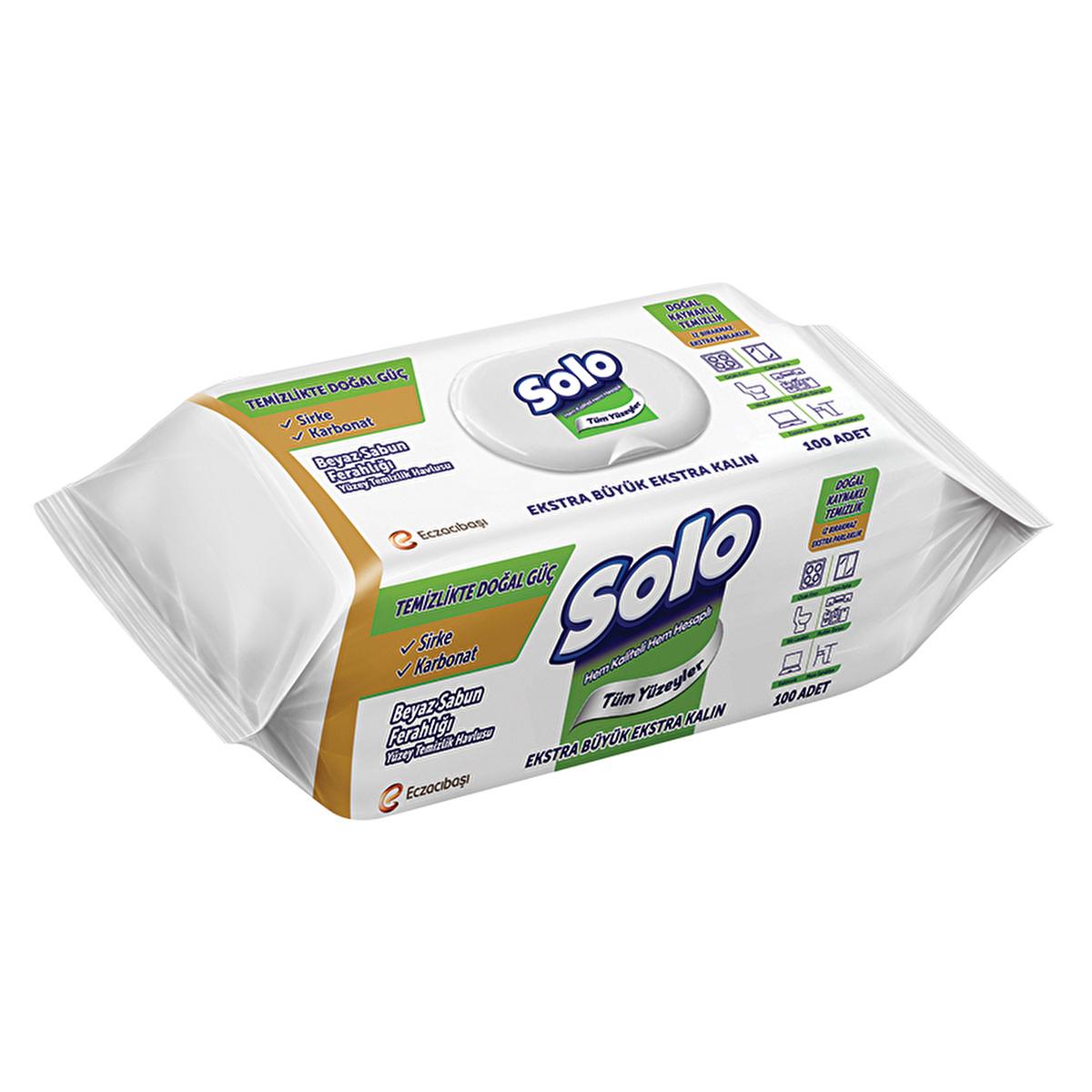 Solo Natural Power Surface Cleaning Wipes - 100 Count - Vinegar & Baking Soda - Streak-Free Cleaning for All Surfaces by Beauty Care Bag