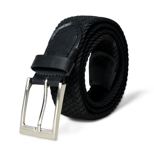 Braided Black Canvas Belt by Classy Leather Bags