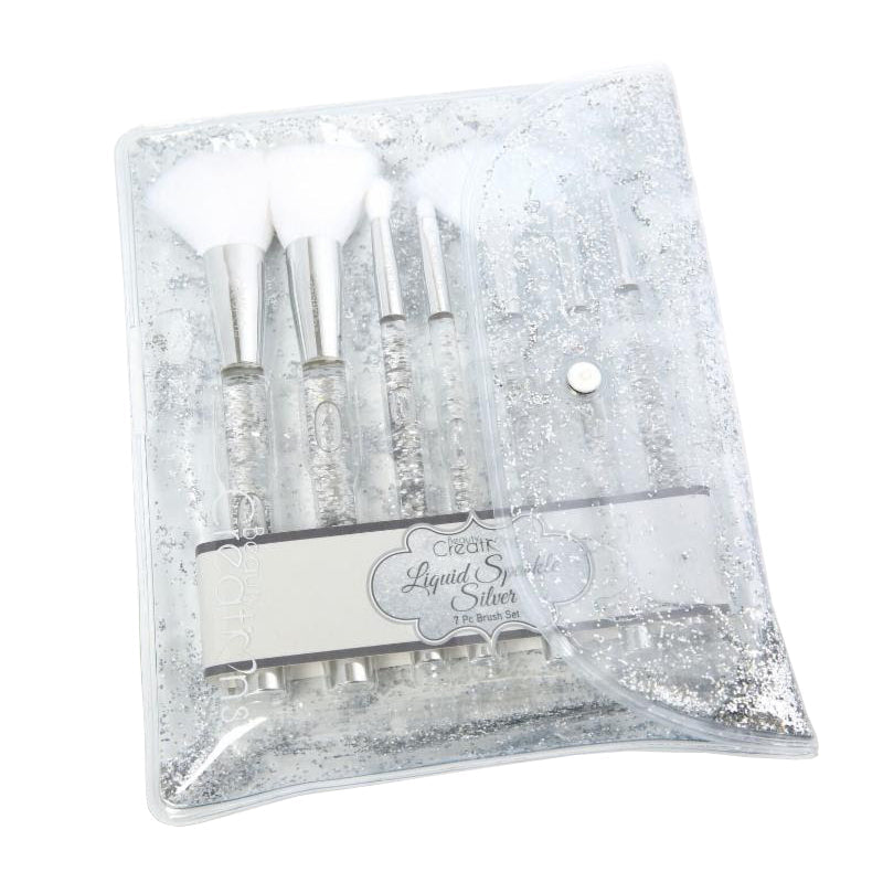BEAUTY CREATIONS Liquid Sparkle Silver 7 Pc Brush Set by Avera Group
