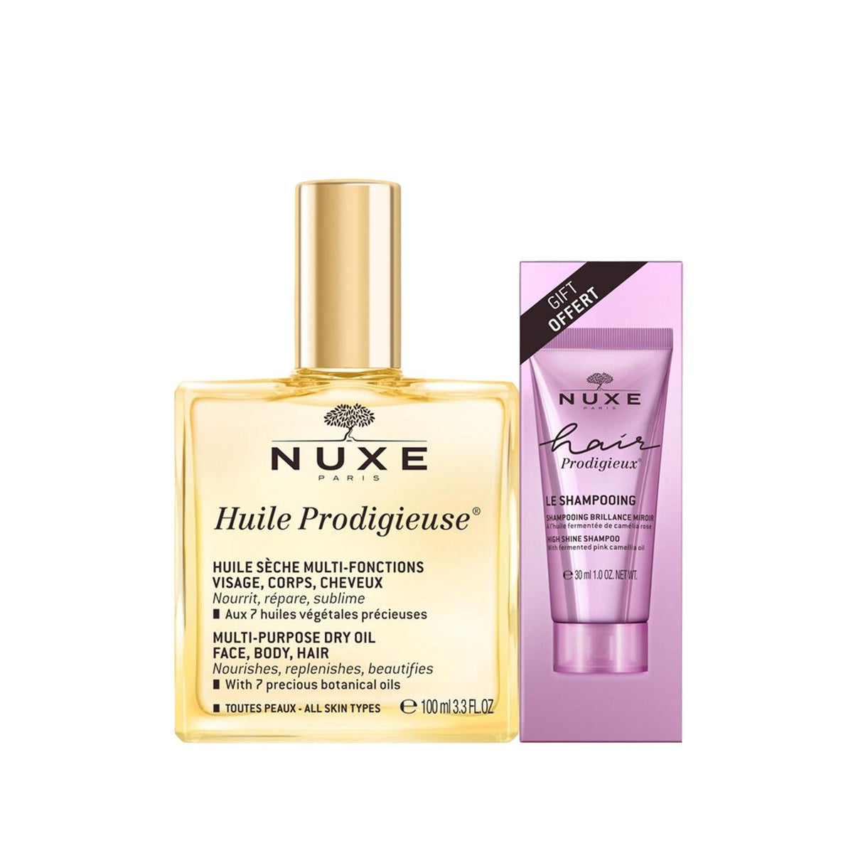 Nuxe Huile Prodigieuse Multi-Purpose Dry Oil Hair Care Gift Set by Beauty Care Bag