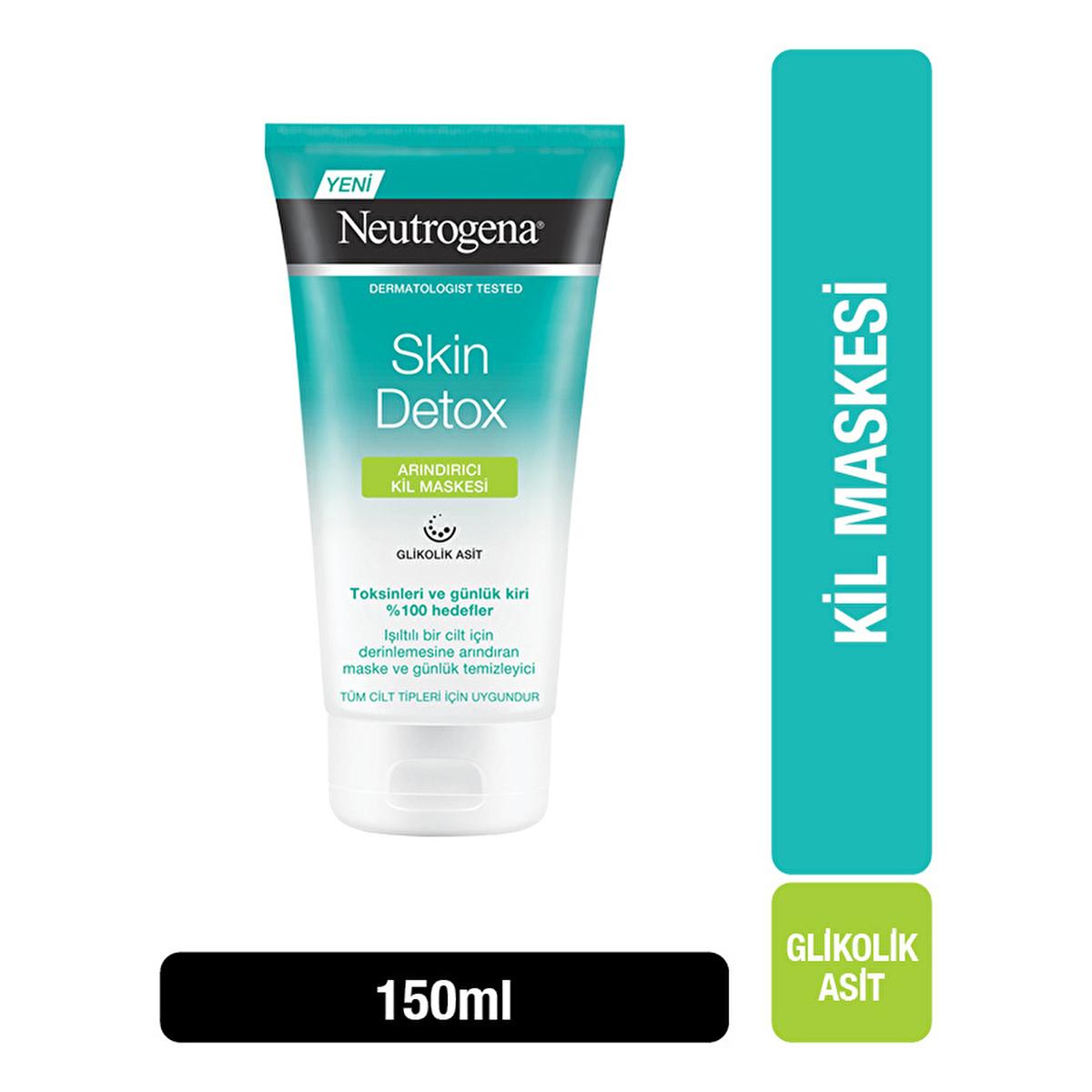 Neutrogena Skin Detox Clay Mask: Deep Pore Cleansing & Exfoliating Glycolic Acid Mask for Radiant Skin - 5.07 fl oz by Beauty Care Bag