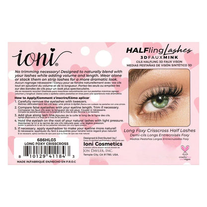 IONI Extra Long Criss-Cross Half Lashes for Flared Volume by Beauty Care Bag
