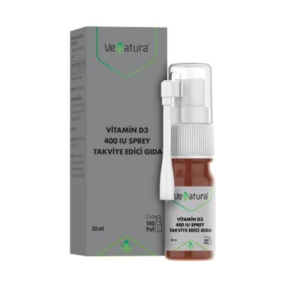 VeNatura Vitamin D3 400 IU Spray Supplement for Bone Health & Immune Support - 20ml Oral Spray for Individuals Aged 11+ by Beauty Care Bag