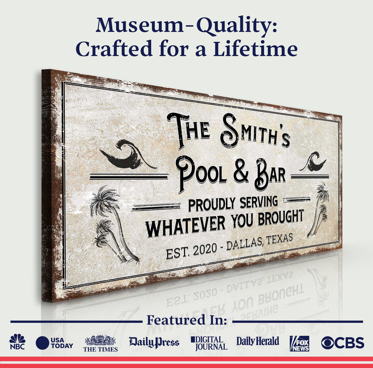 Personalized Rustic Pool Sign by Tailored Canvases
