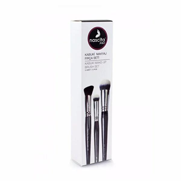 Nascita Pro Kabuki Makeup Brush Set - 3 Piece Taklon Brush Kit for Flawless Foundation & Concealer Application by Beauty Care Bag