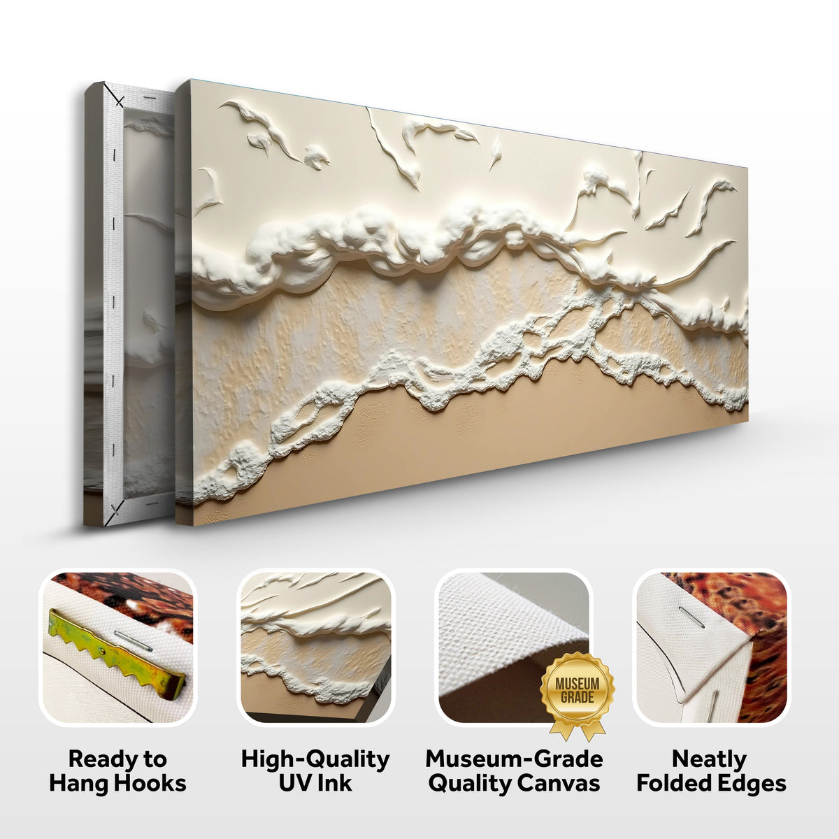 Beige Abstract Ocean Waves Wall Art by Tailored Canvases