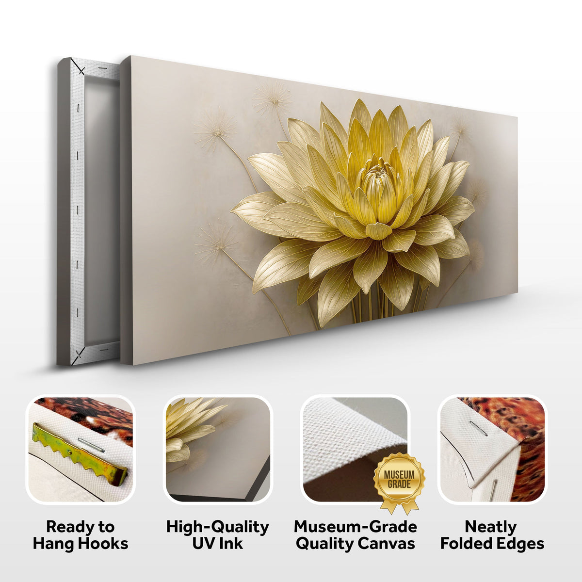 Golden Lotus Minimalist Abstract Wall Art III by Tailored Canvases