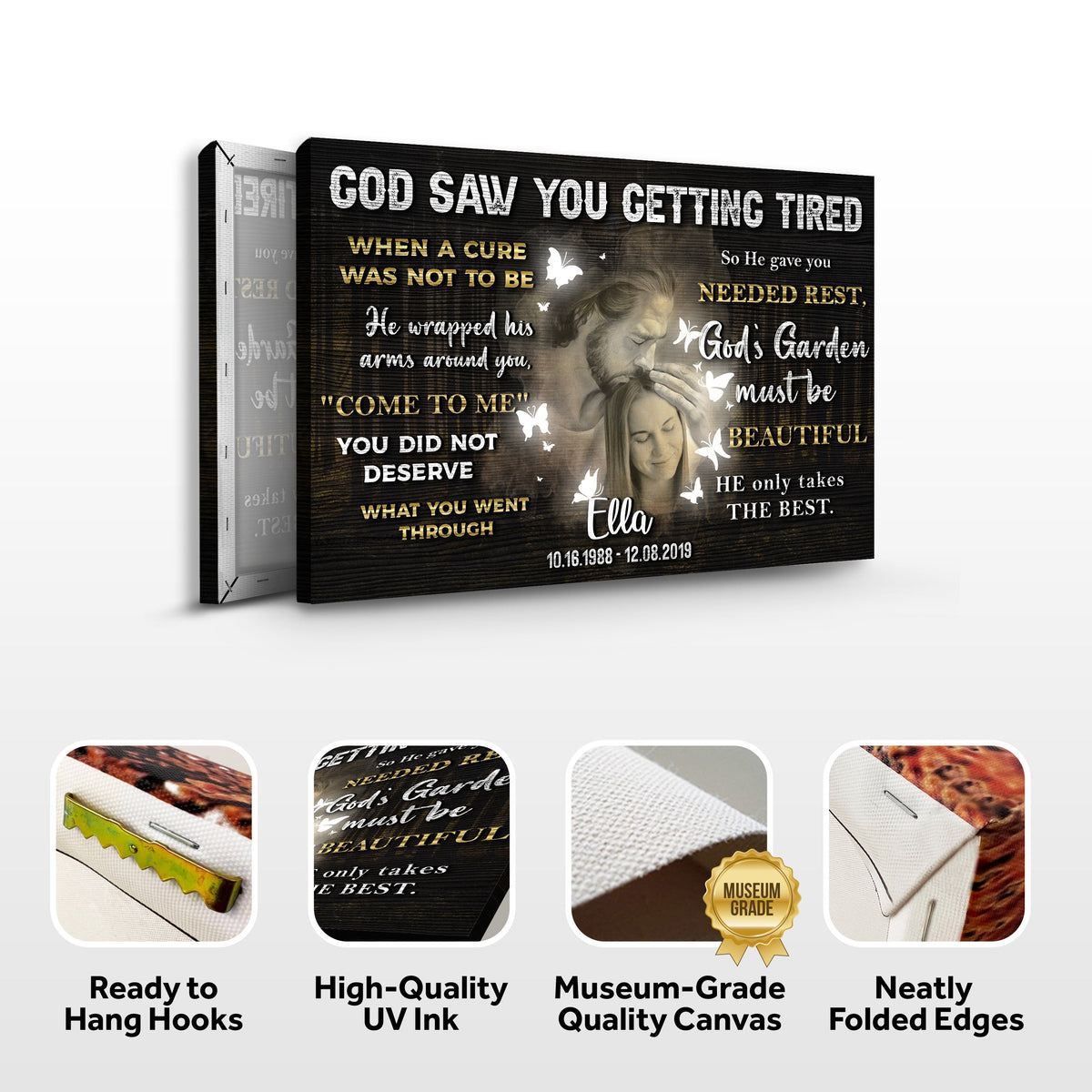Personalized God Saw You Getting Tired Memorial Sign IV by Tailored Canvases