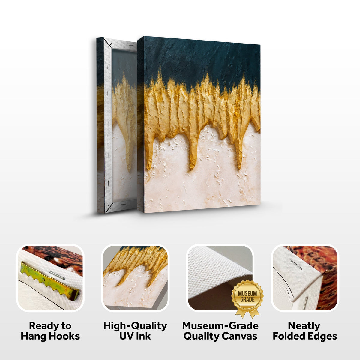 Abstract Blue And Gold Wall Art by Tailored Canvases