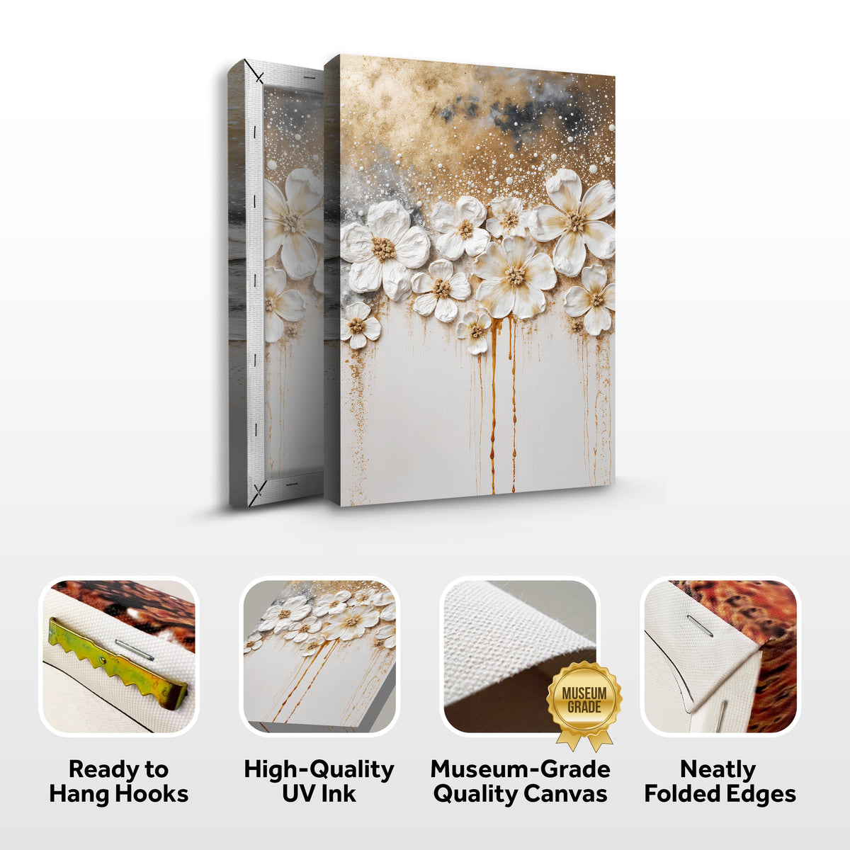 Gold Floral Wall Art by Tailored Canvases