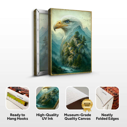 Eagle Over The Canyon Double Exposure Wall Art by Tailored Canvases