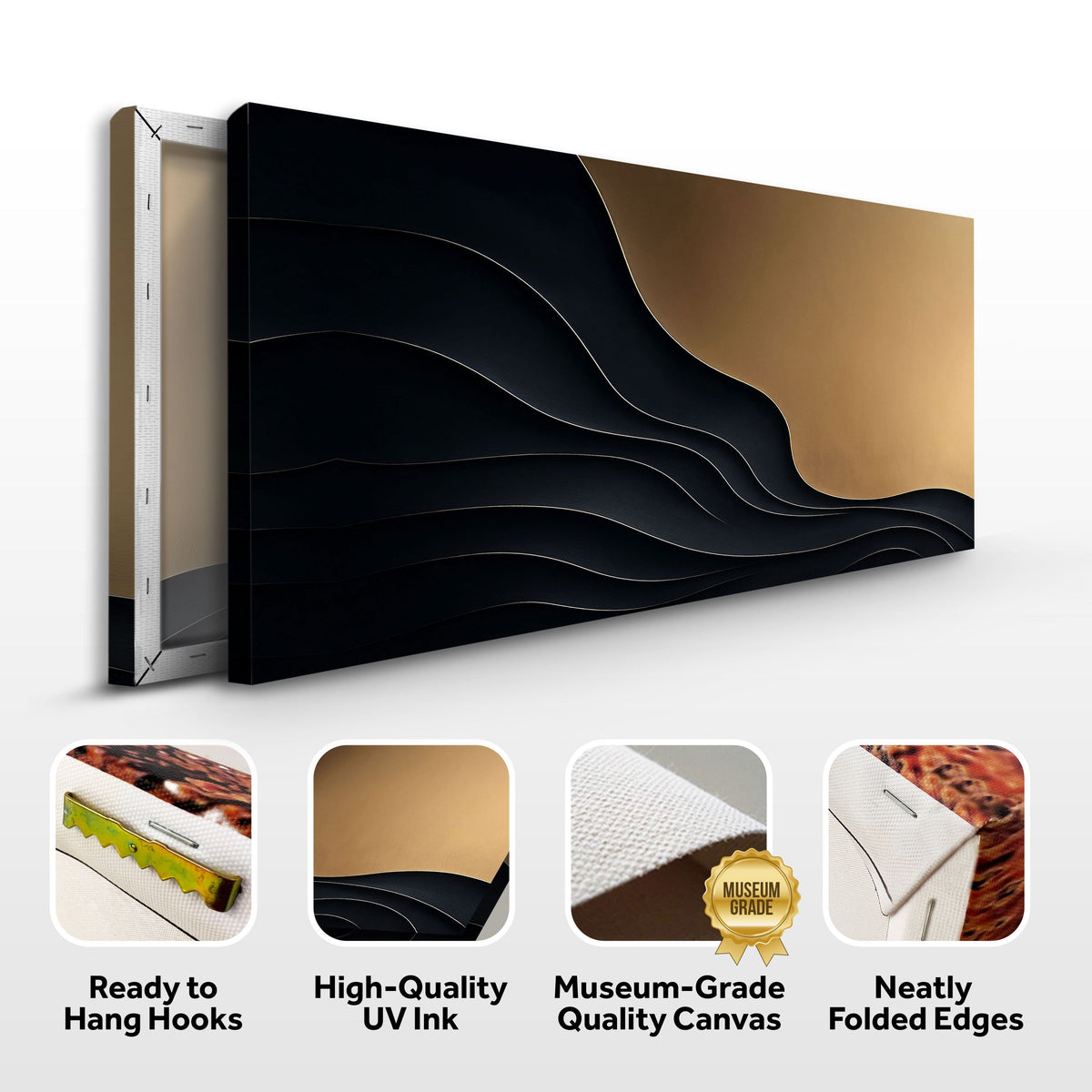 Black And Gold Minimalist Abstract X by Tailored Canvases