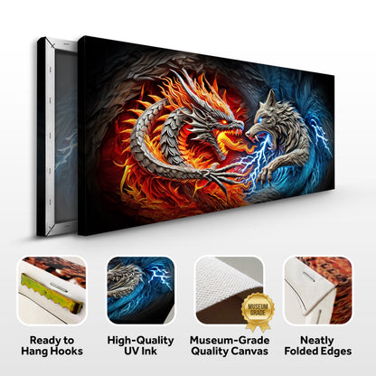 3D Dragon and Wolf Wall Art II canvas by Tailored Canvases, view 7