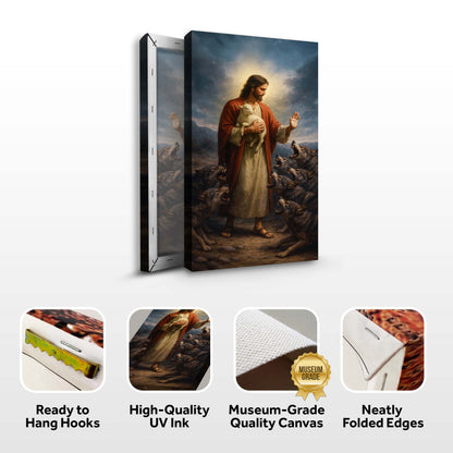 Jesus Protects The Lamb From Wolves Faith Wall Art V by Tailored Canvases