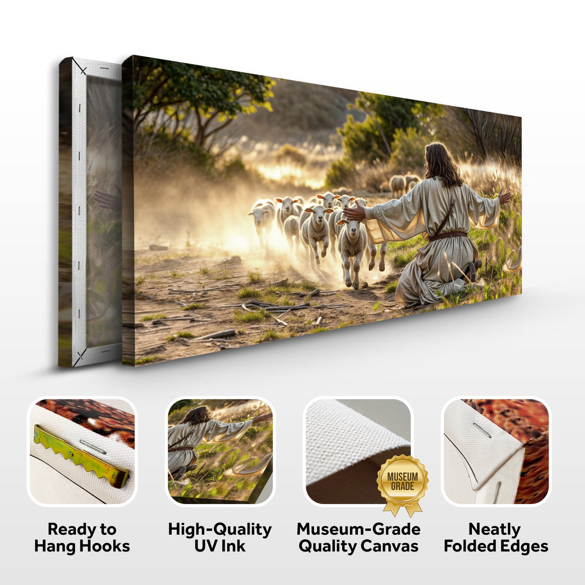 Jesus Protects The Lamb From Wolves Faith Wall Art VIII by Tailored Canvases