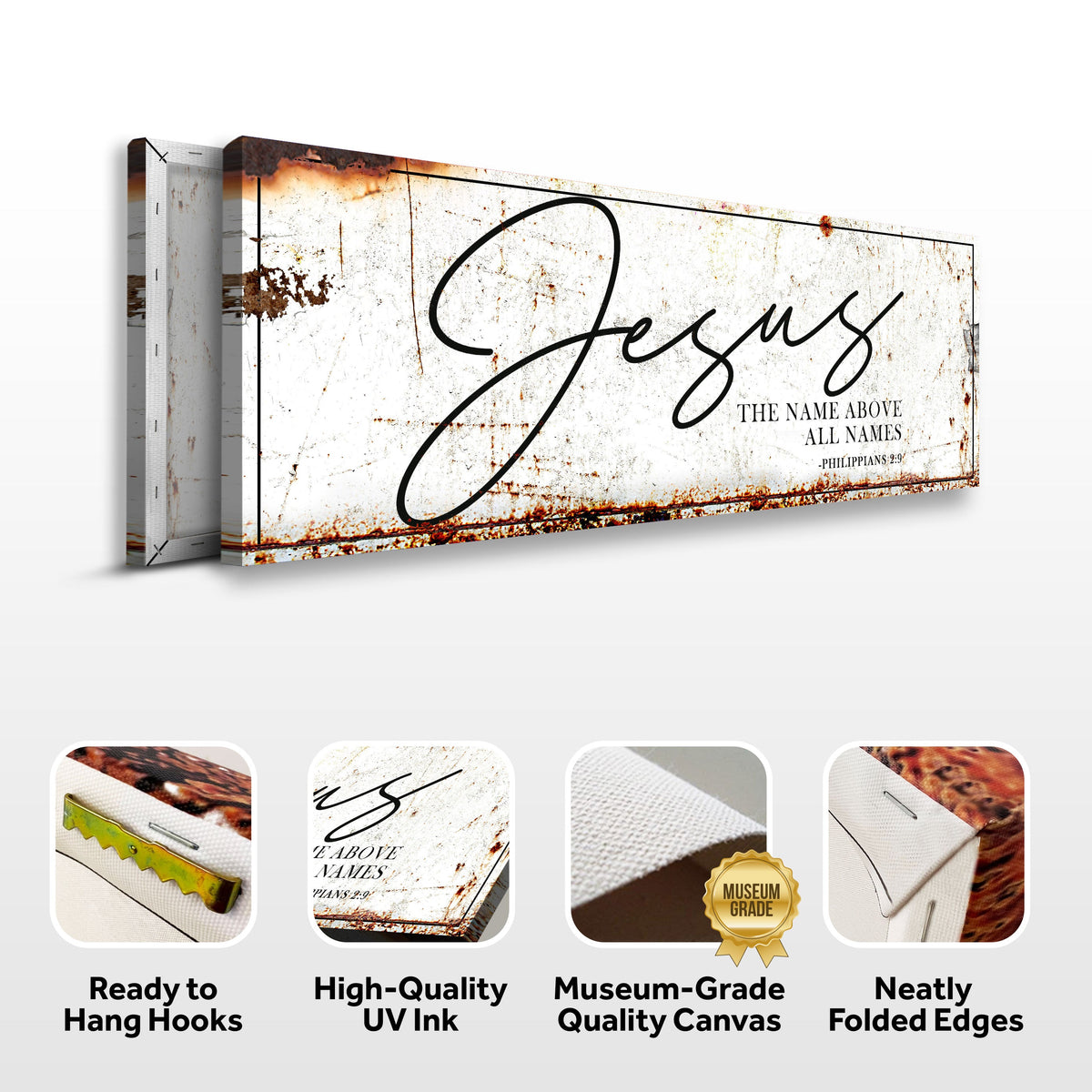 Jesus The Name Above All Names - Philippians 2:9 Faith Sign II by Tailored Canvases