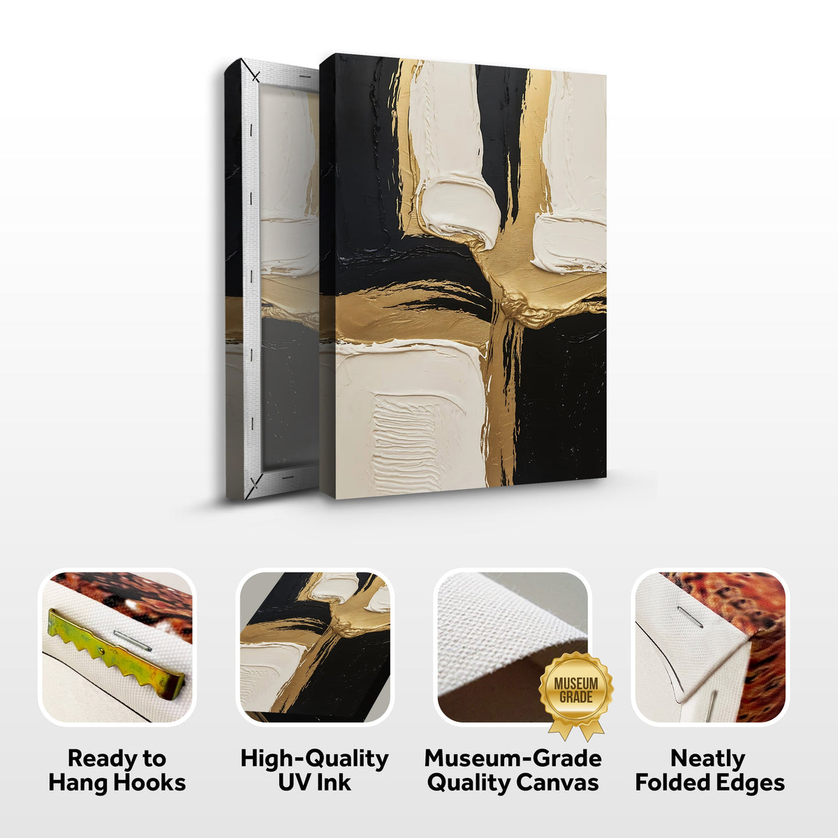 Black White and Gold Wall Art by Tailored Canvases