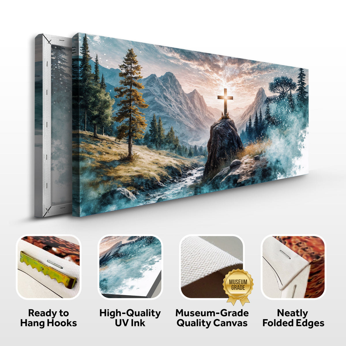 Cross On A Hill Faith Wall Art by Tailored Canvases