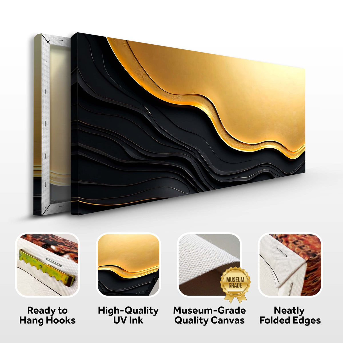 Black And Gold Minimalist Abstract V by Tailored Canvases