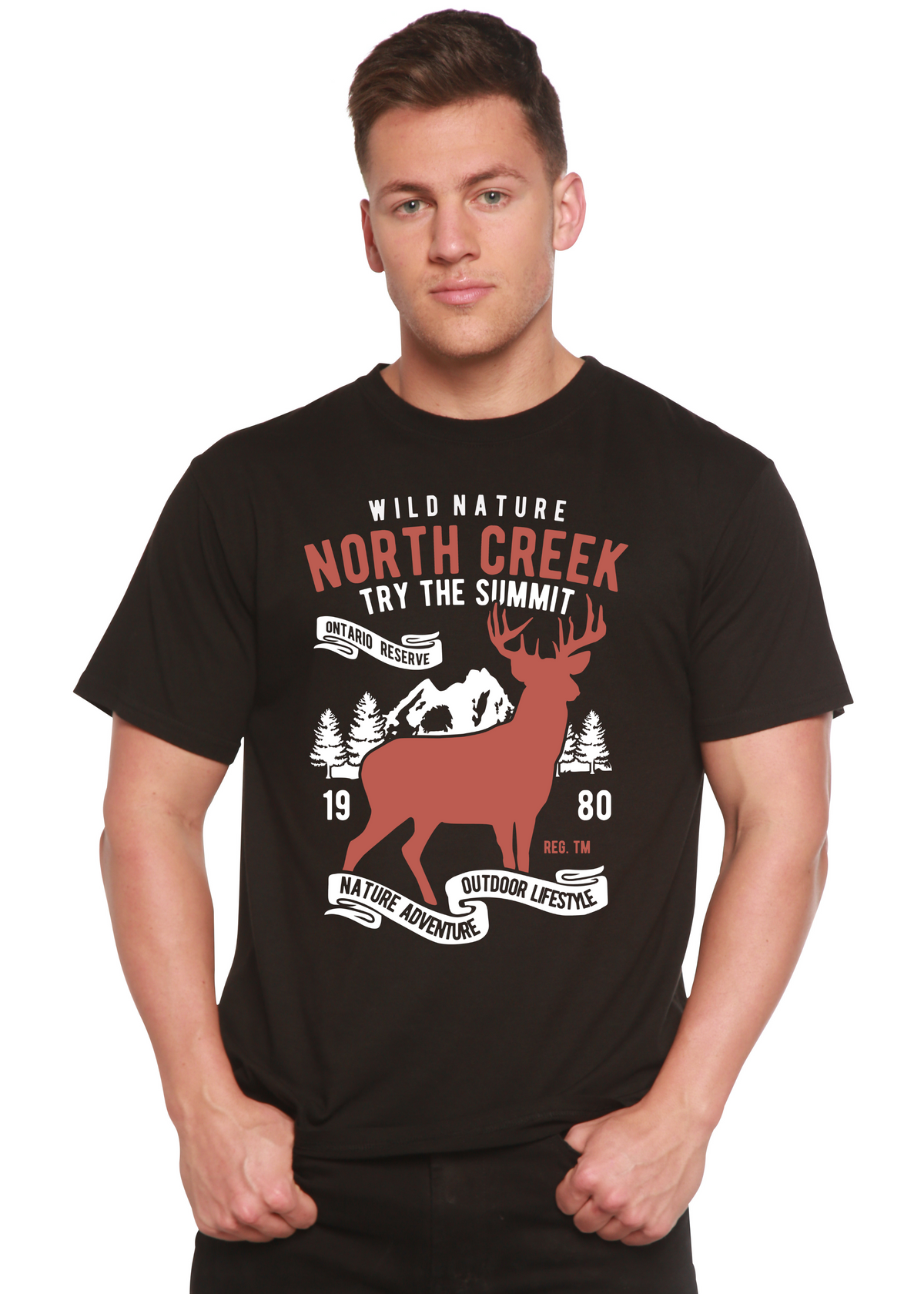 North Creek men's short sleeve graphic T-shirt in bamboo viscose and organic cotton