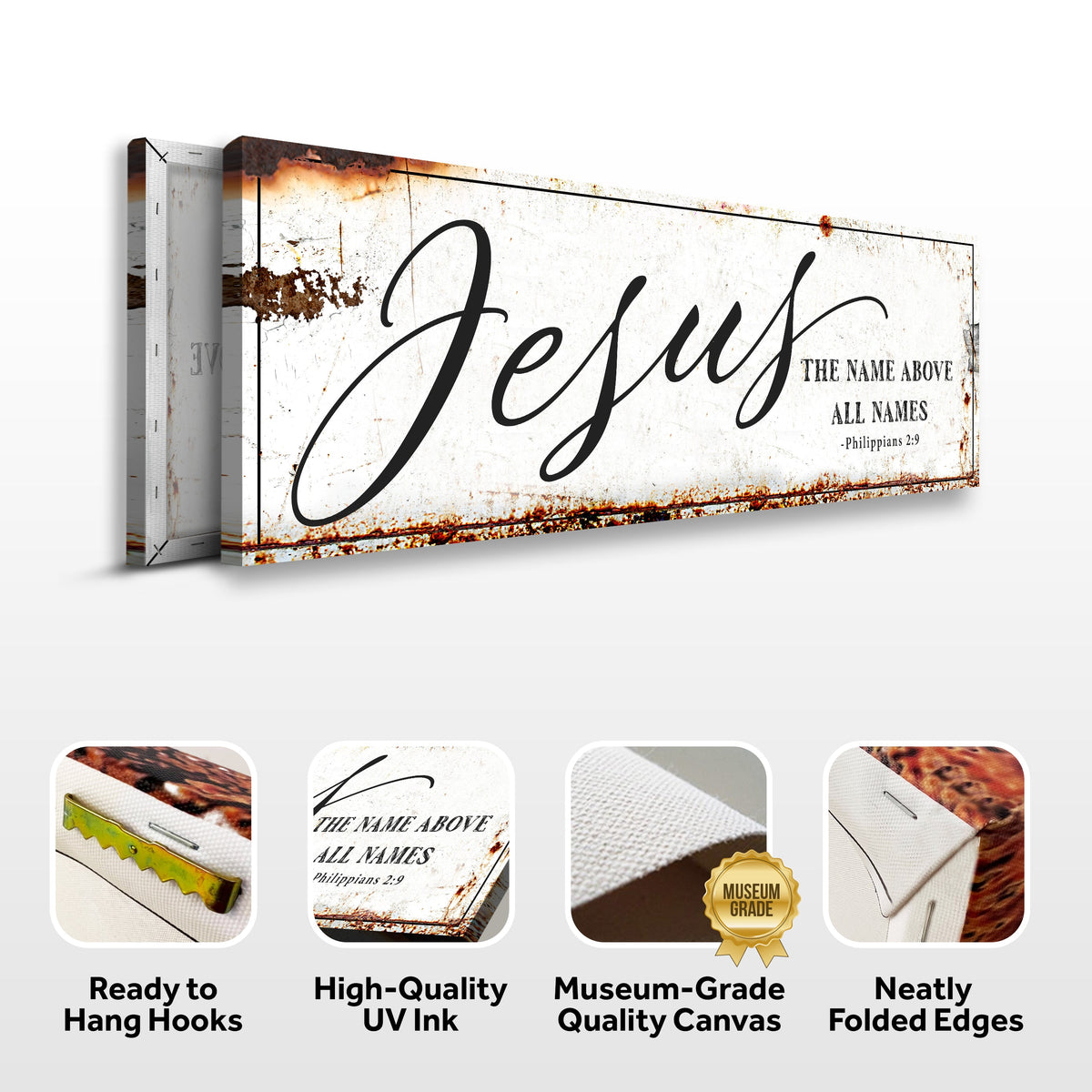 Jesus The Name Above All Names - Philippians 2:9 Faith Sign by Tailored Canvases