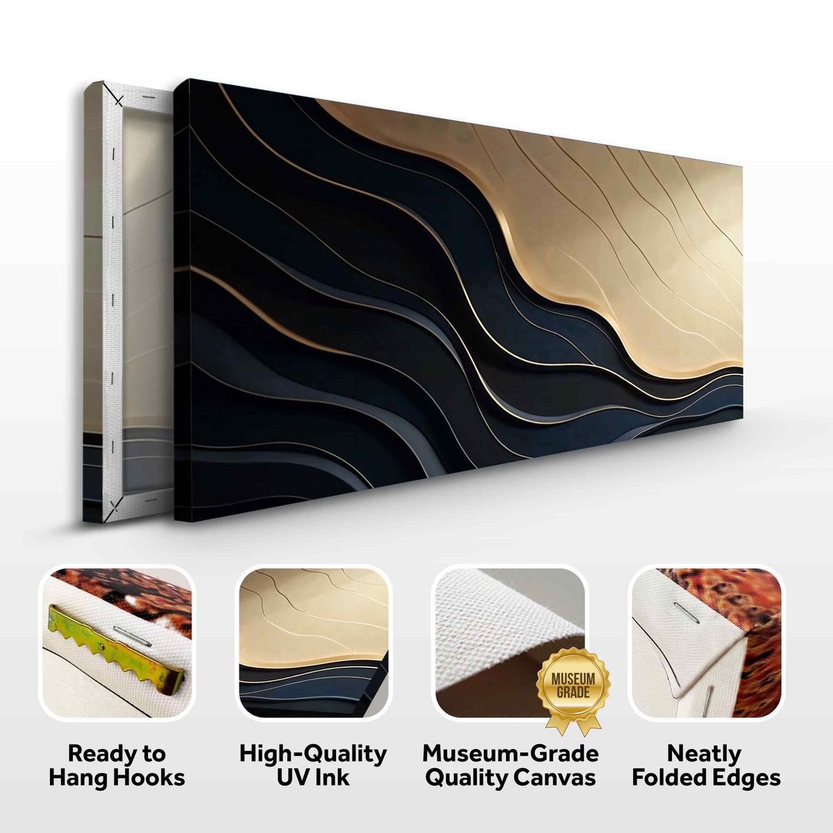 Black And Gold Minimalist Abstract VII by Tailored Canvases