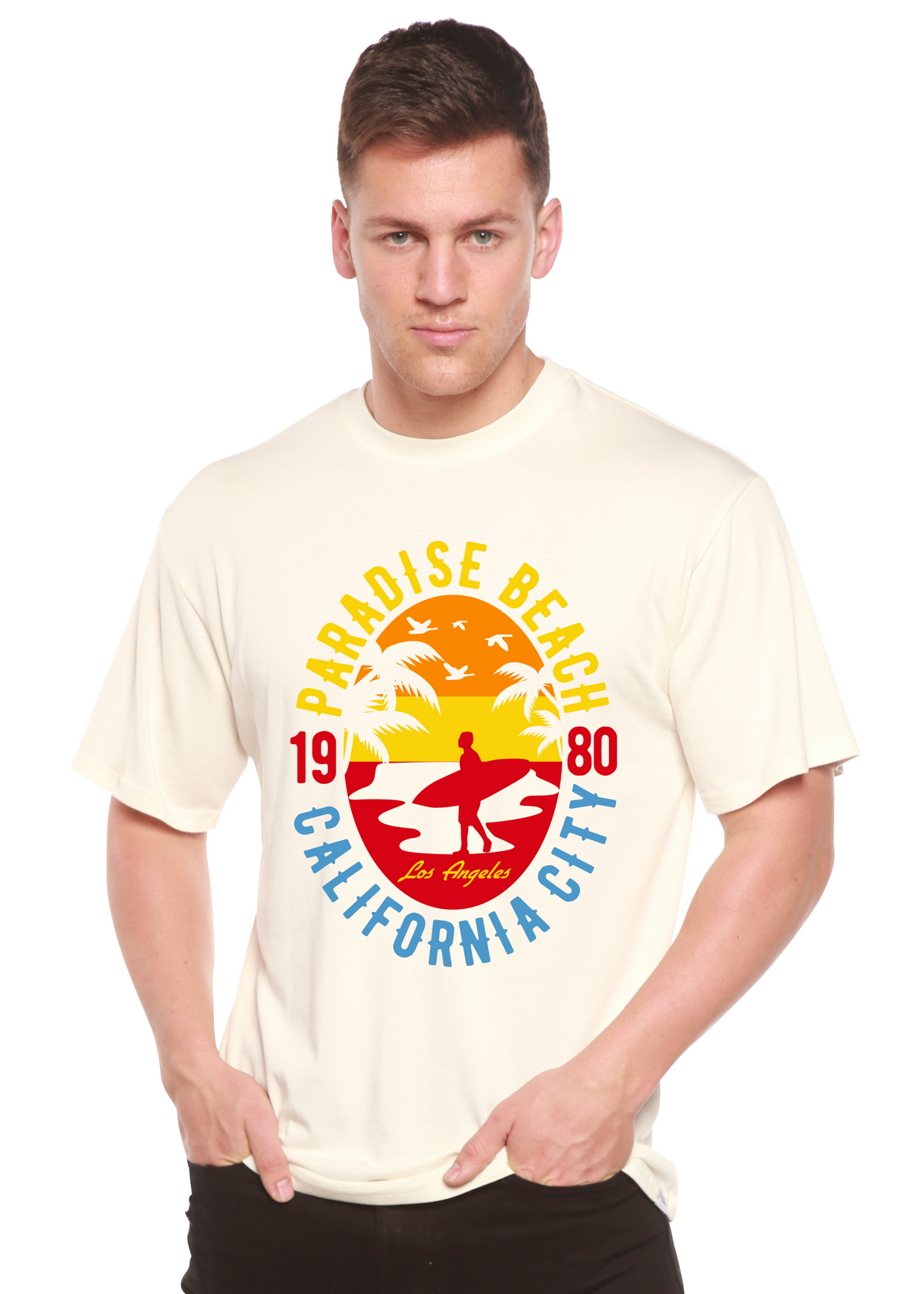 Sunshine Paradise men's bamboo graphic T-shirt – view 2