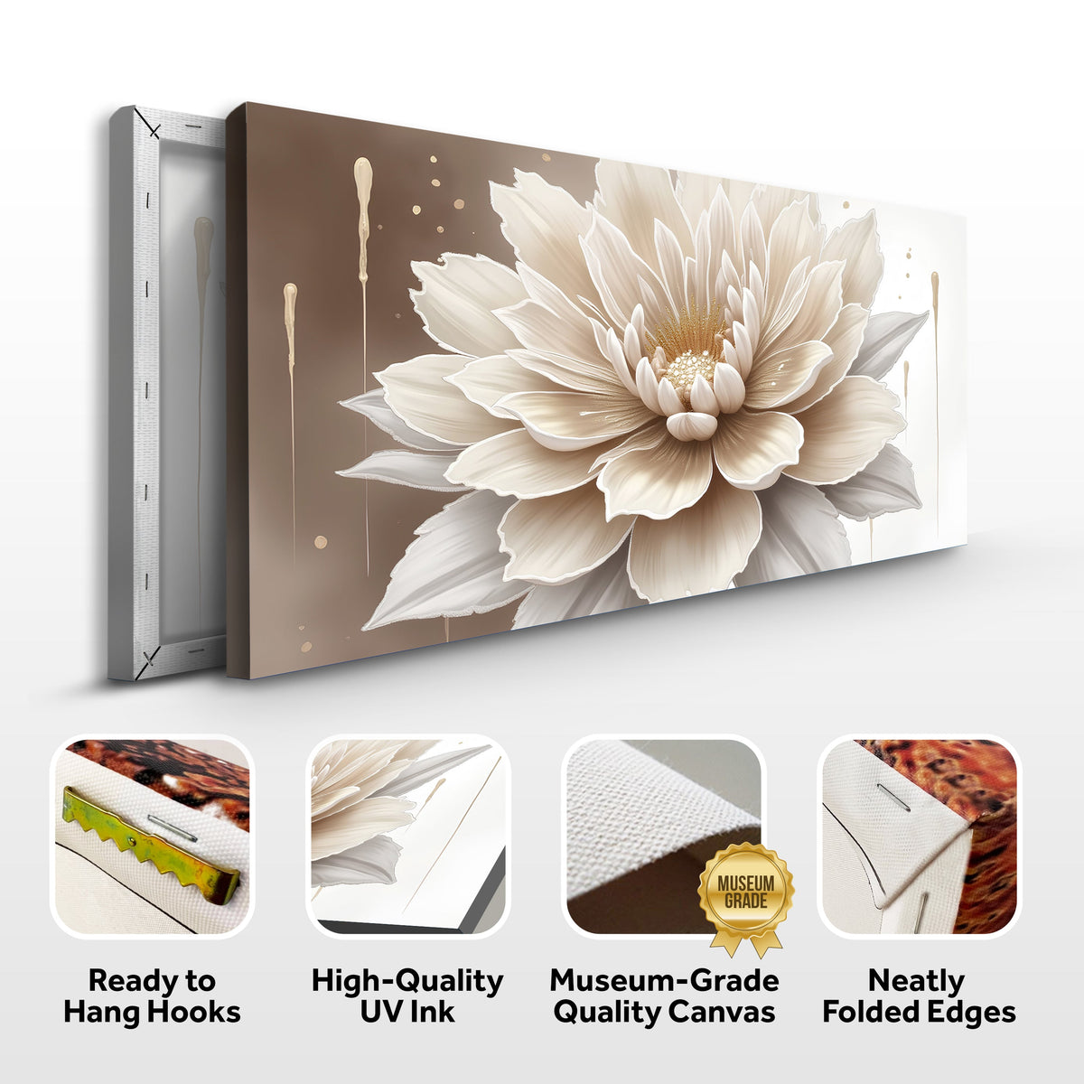 Single Beige Flower Abstract Wall Art by Tailored Canvases
