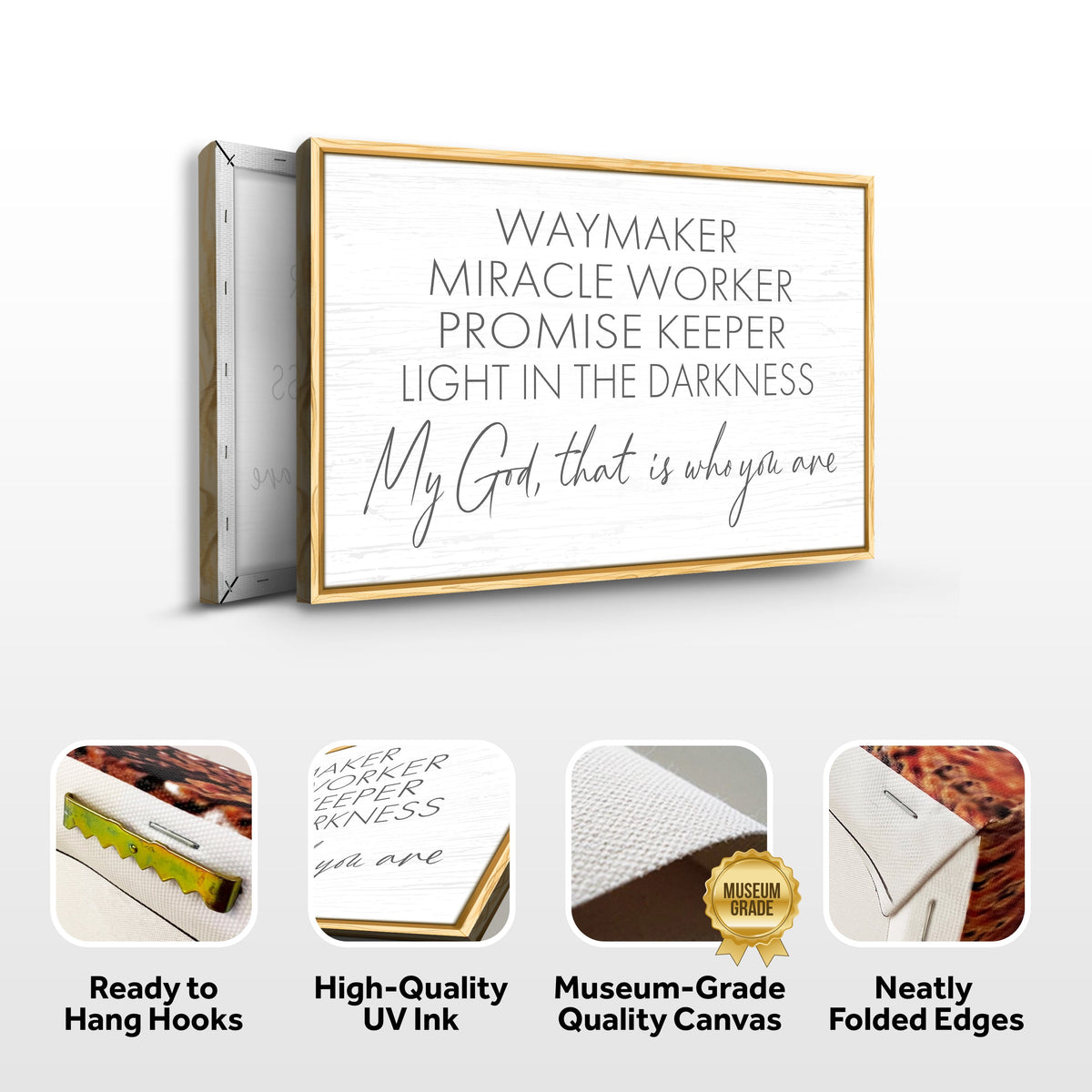 My God Way Maker Miracle Worker Faith Sign II by Tailored Canvases