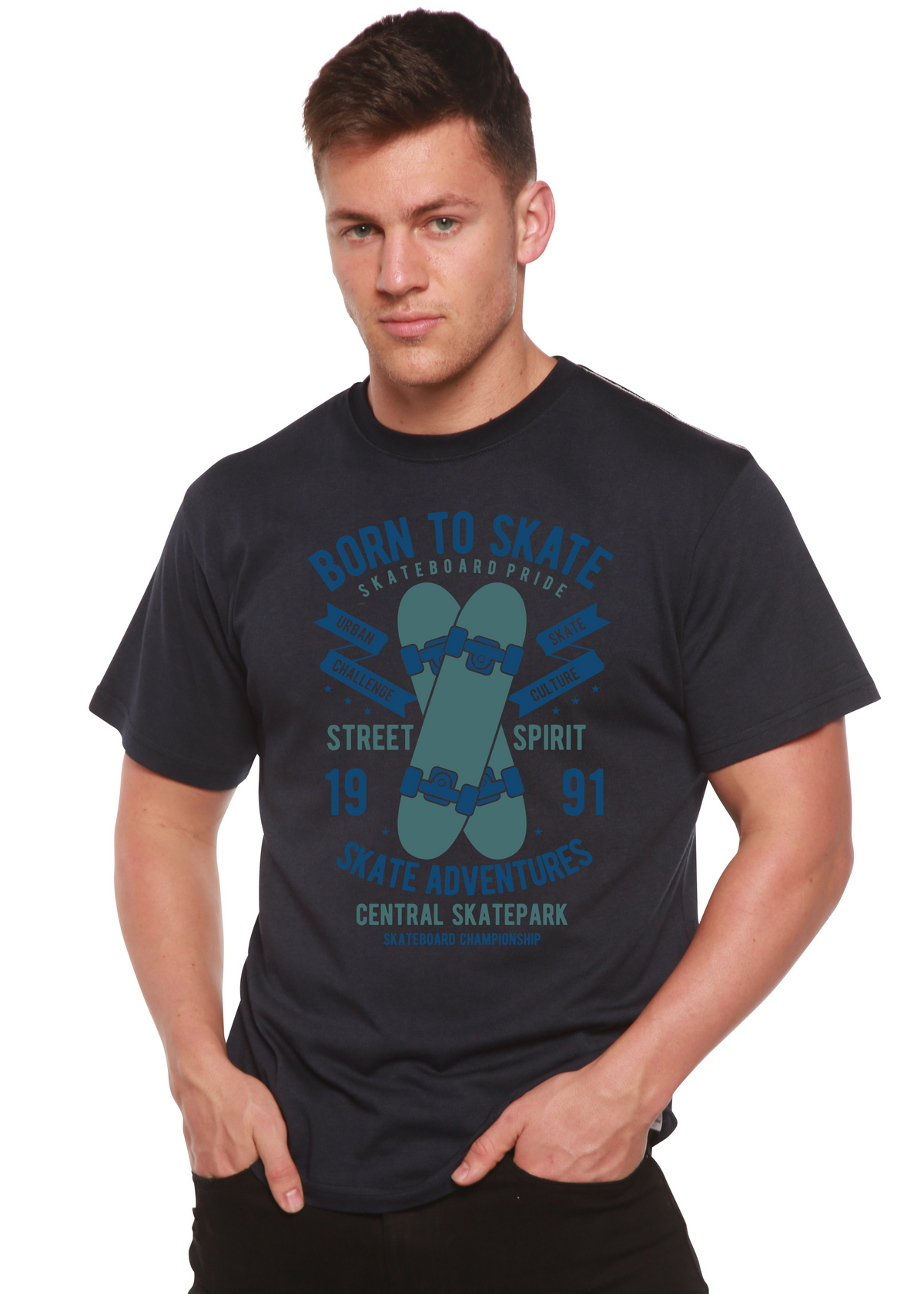 Born to Skate men's bamboo graphic T-shirt – view 8