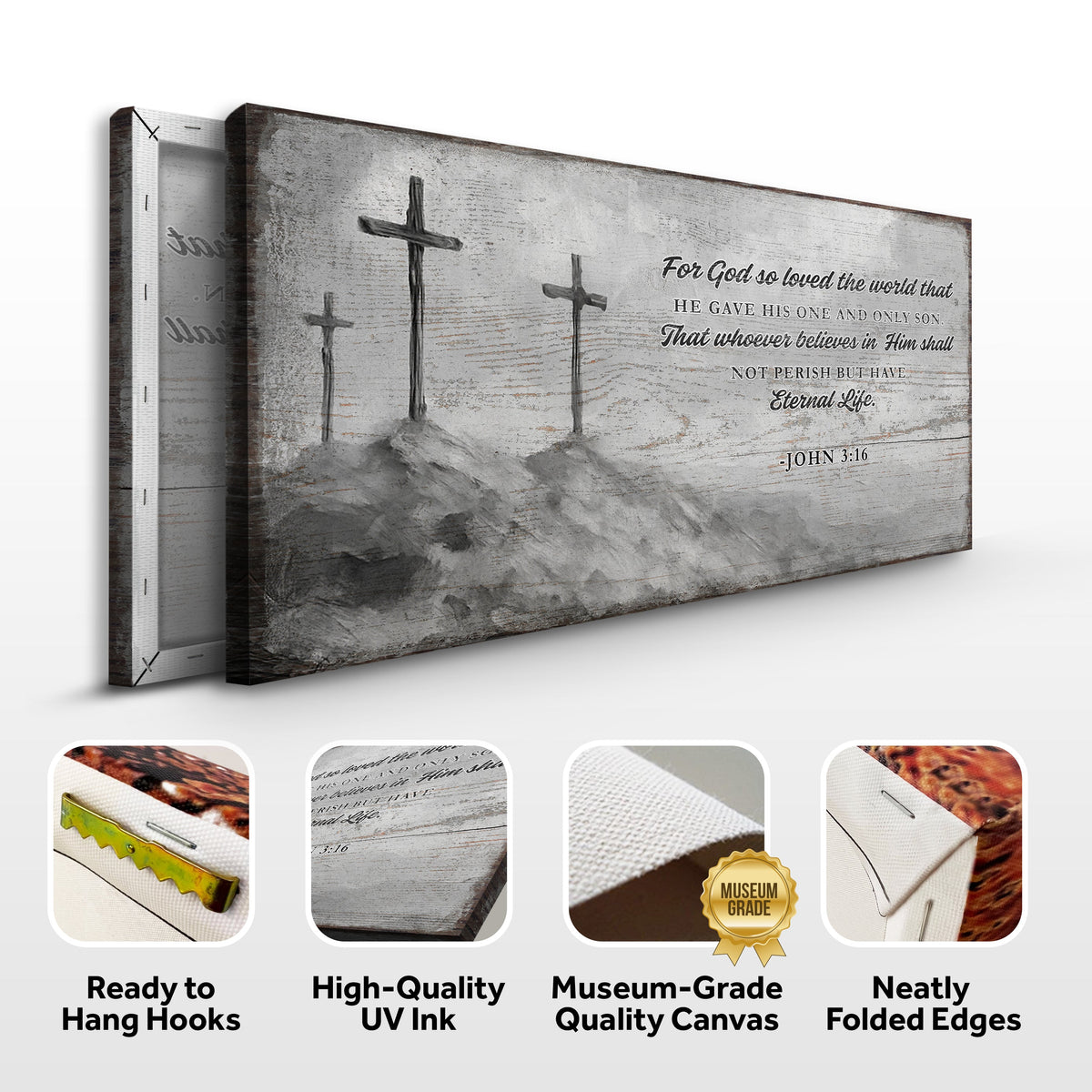 John 3:16: For God So Loved The World Faith Sign VIII by Tailored Canvases