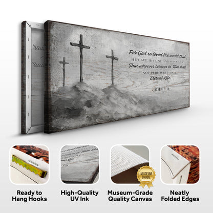 John 3:16: For God So Loved The World Faith Sign VIII by Tailored Canvases