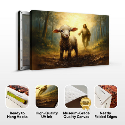 Jesus Running After A Lost Lamb Faith Wall Art by Tailored Canvases