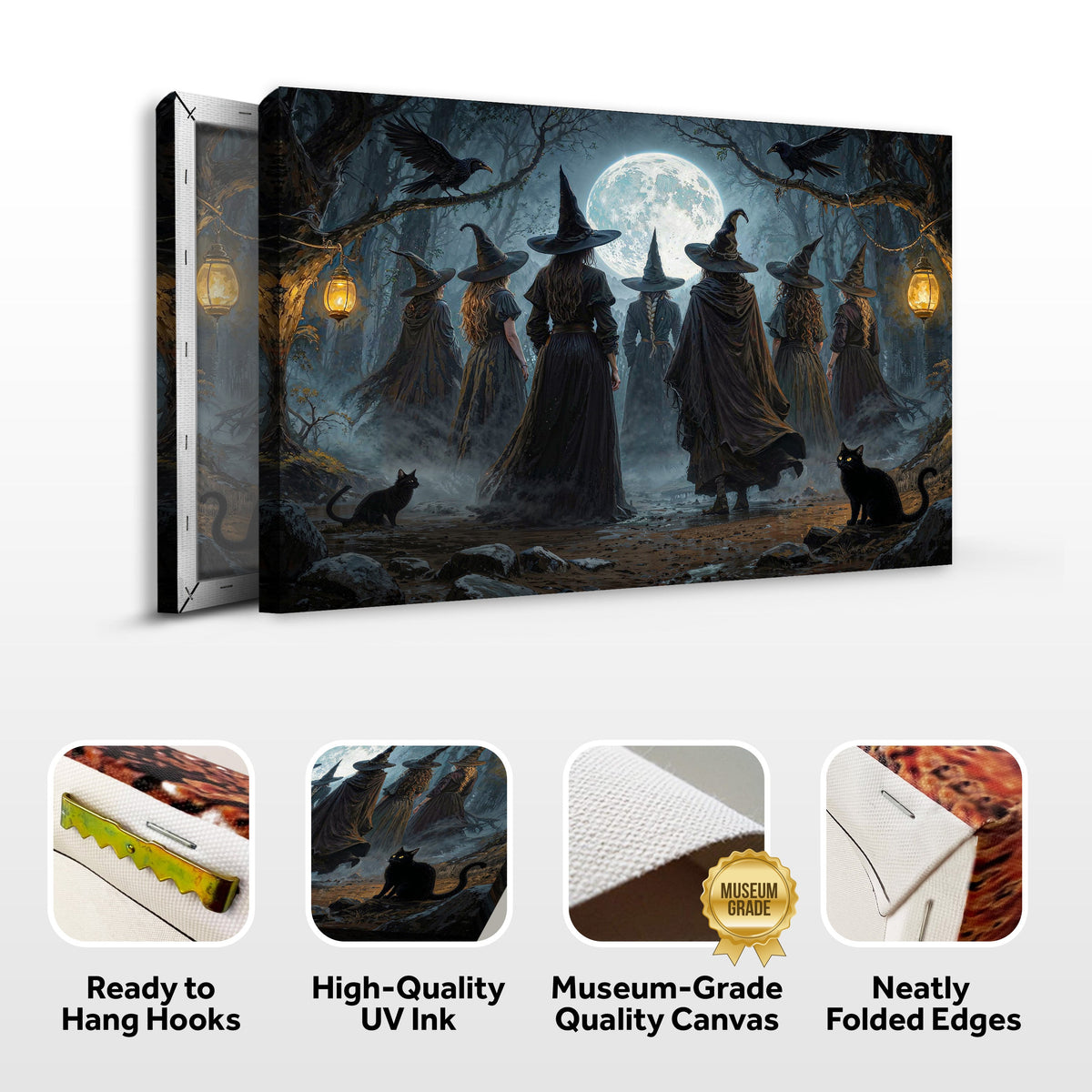 Coven of Witches Halloween Wall Art by Tailored Canvases